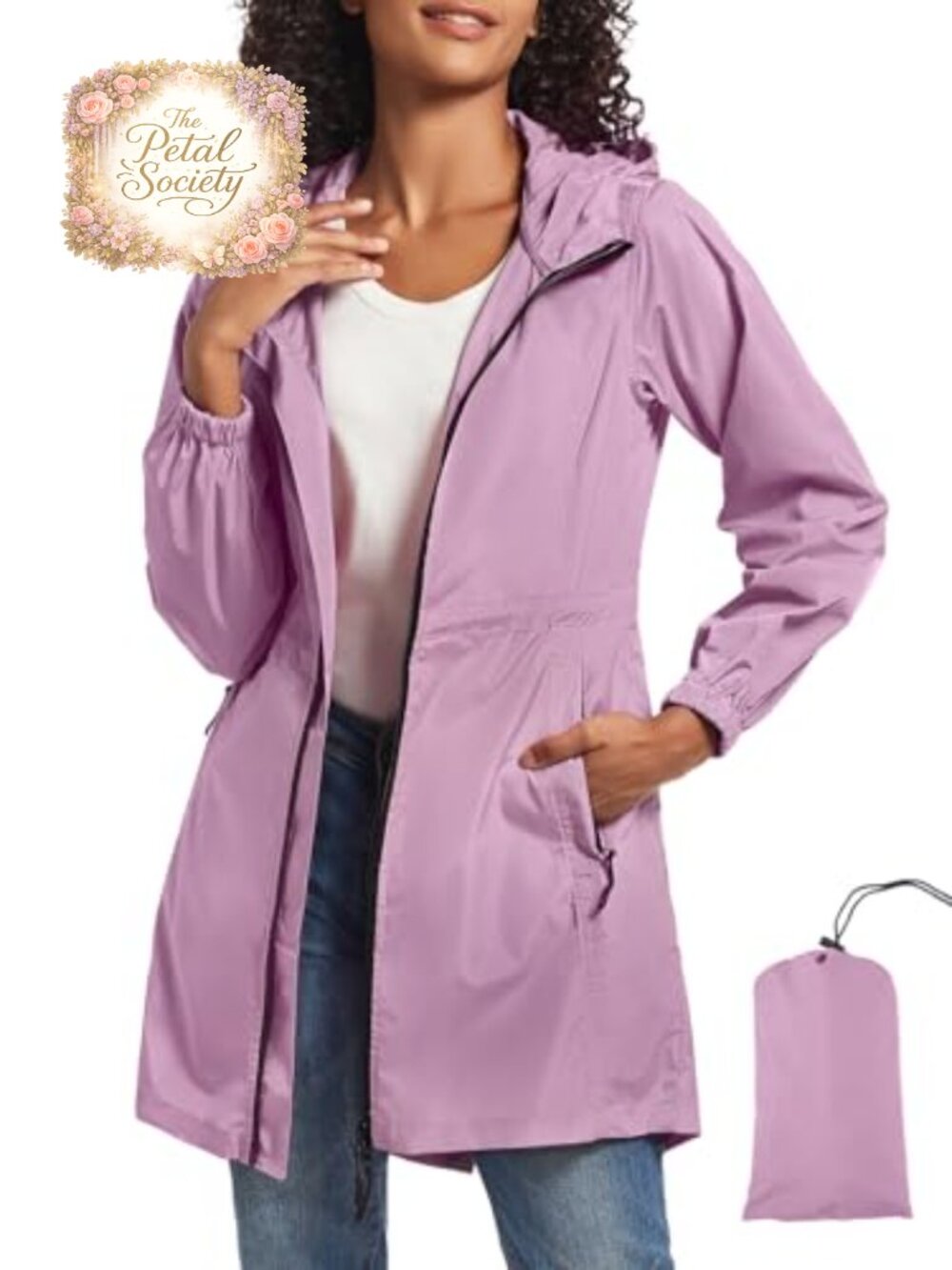 SaphiRose Women's Packable Rain Jacket with Hood Waterproof Raincoat